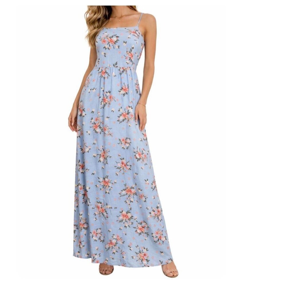 Ever After maxi dress spaghetti strap slit sides casual comfort SZ L